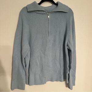 BTFBM Blue Knit Quarter Zip Turtleneck Sweater L